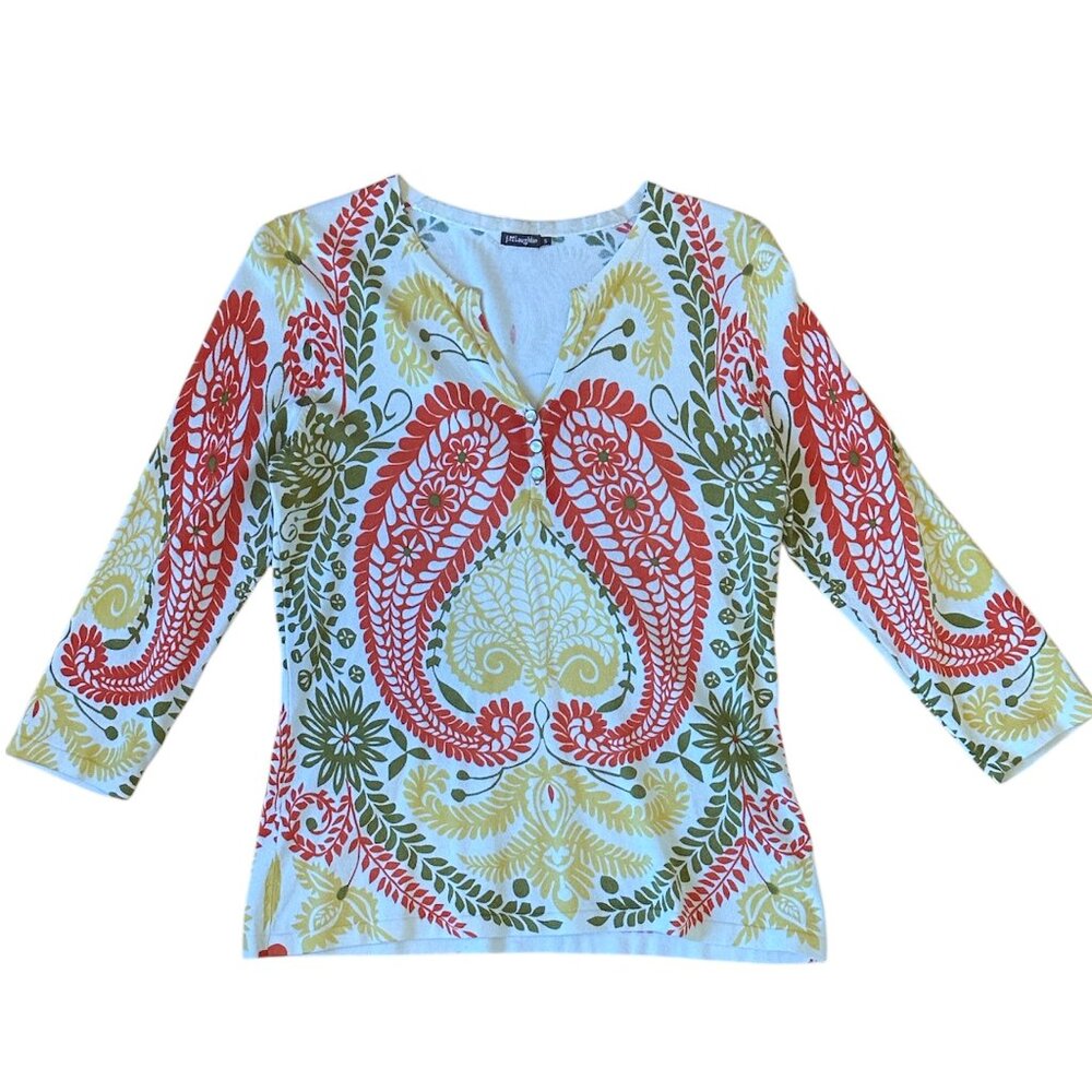 J McLaughlin paisley quarter sleeve sweater